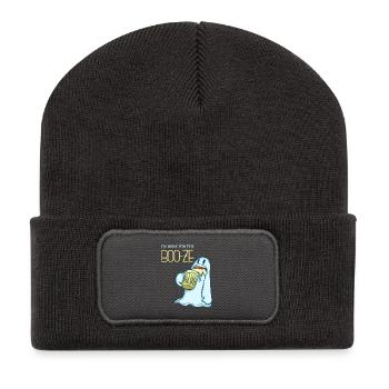BOO - Geist - Gespenst - Bier - Party - Feiern - Recycelte Patch Beanie - Dunkelgrau - Vorne