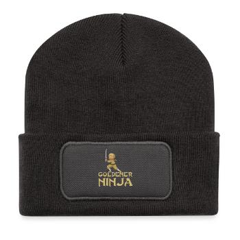 Goldener Gold Ninja T-Shirt - Geschenkidee - Recycelte Patch Beanie - Dunkelgrau - Vorne