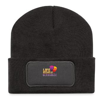 Life Begins At Retirement - Recycled Patch Beanie - dark grey - Front
