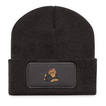 funny animals plants fruit vegetables children's motifs - Recycled Patch Beanie - dark grey - Front