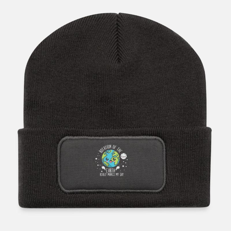 The Rotation Of The Earth Really Makes My Day - Recycelte Patch Beanie - Dunkelgrau