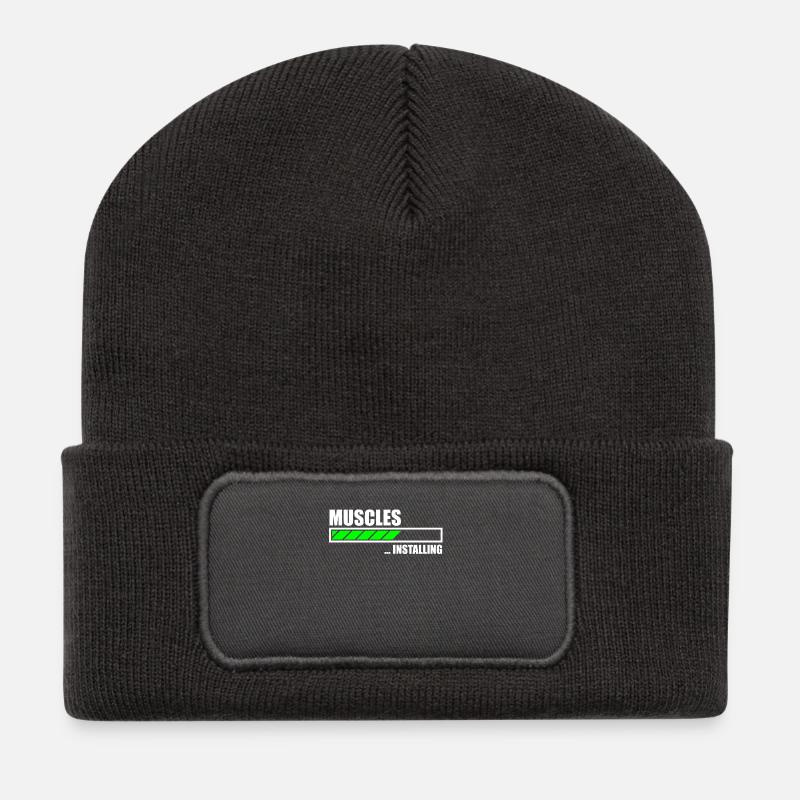 Installing Muscles Funny Gym - Recycled Patch Beanie - dark grey