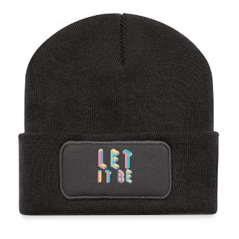 Lett it be,Typografie - Recycelte Patch Beanie - Dunkelgrau - Vorne