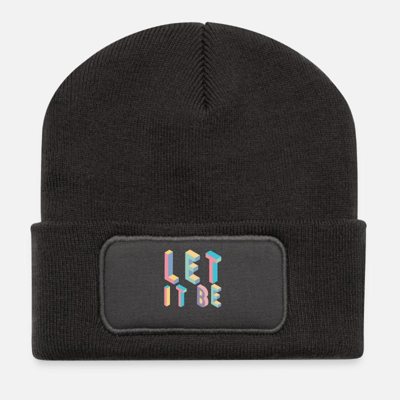 Lett it be,Typografie - Recycelte Patch Beanie - Dunkelgrau
