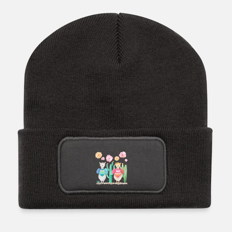 Lama Walk - Beanie recyclé à patch - charbon