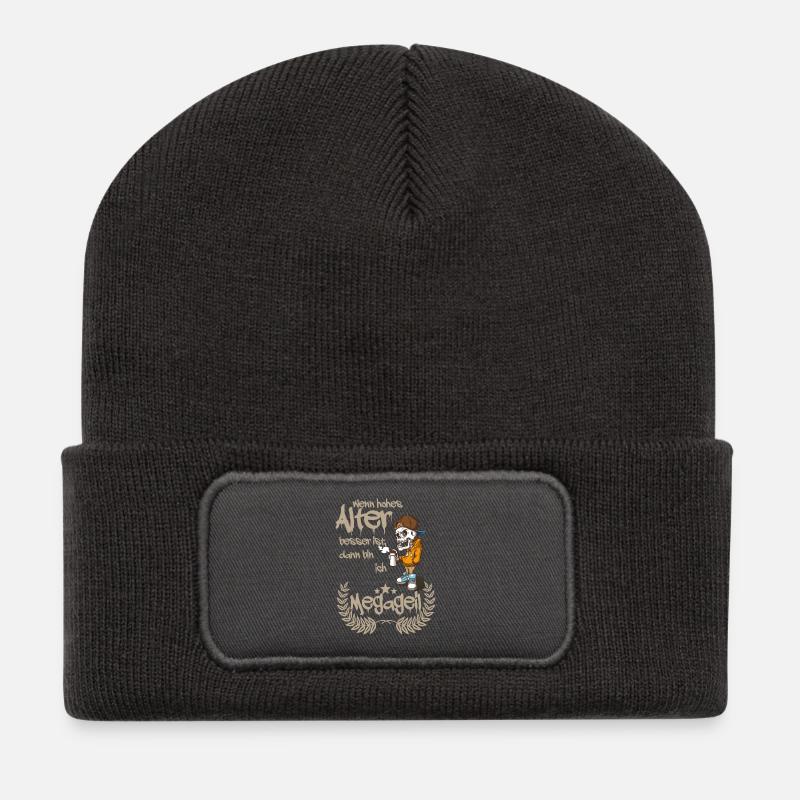 Wenn hohes Alter besser ist, dann ... - Recycelte Patch Beanie - Dunkelgrau