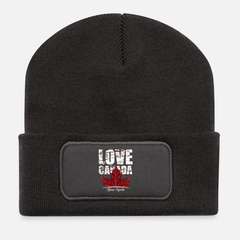 KANADA 3 - Recycelte Patch Beanie - Dunkelgrau