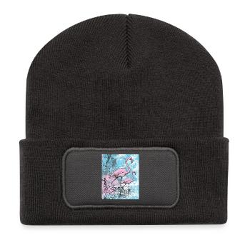 flamants roses - Beanie recyclé à patch - charbon - Devant