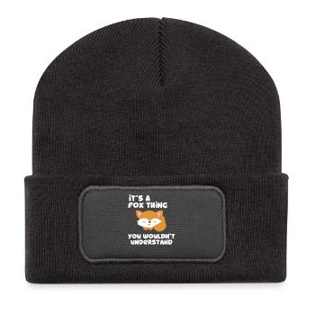 Fuchs - Füchsin - Fuchsliebhaber - Geschenk - Recycelte Patch Beanie - Dunkelgrau - Vorne