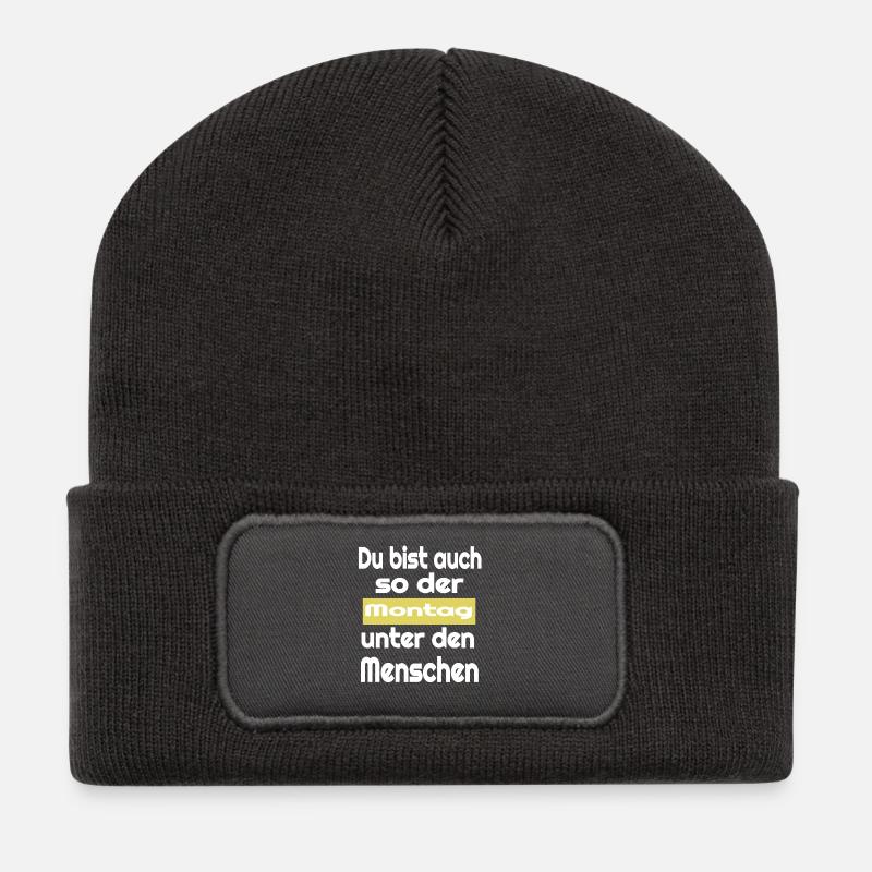 ich hasse Montag Ich hasse Menschen - Recycelte Patch Beanie - Dunkelgrau
