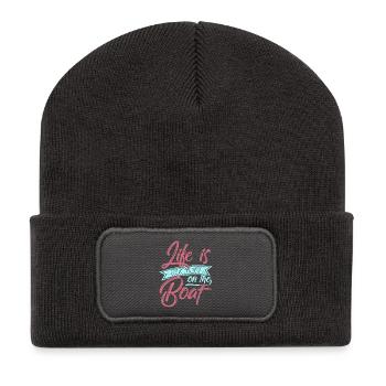 Boot Segeln Ozean Törn Segelboot - Recycelte Patch Beanie - Dunkelgrau - Vorne