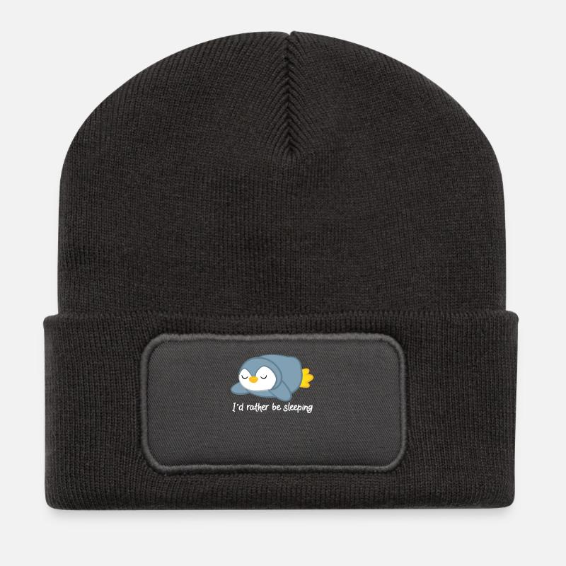 Pinguin - Pinguine - Pinguinmotiv - Schlafen - Recycelte Patch Beanie - Dunkelgrau