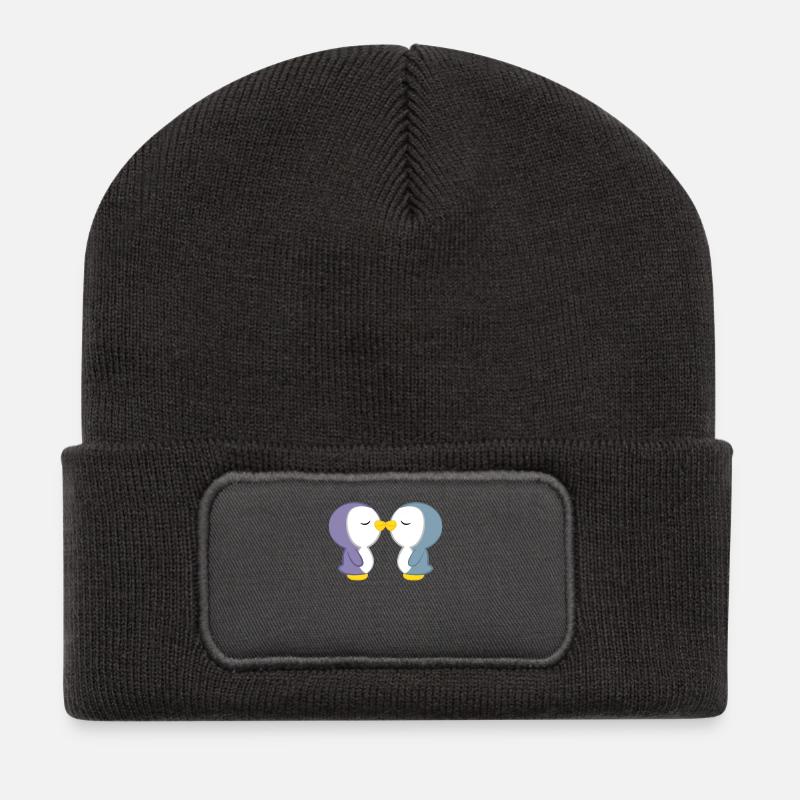 Pinguin - Pinguine - Pinguinmotiv - Pinguinliebe - Recycelte Patch Beanie - Dunkelgrau