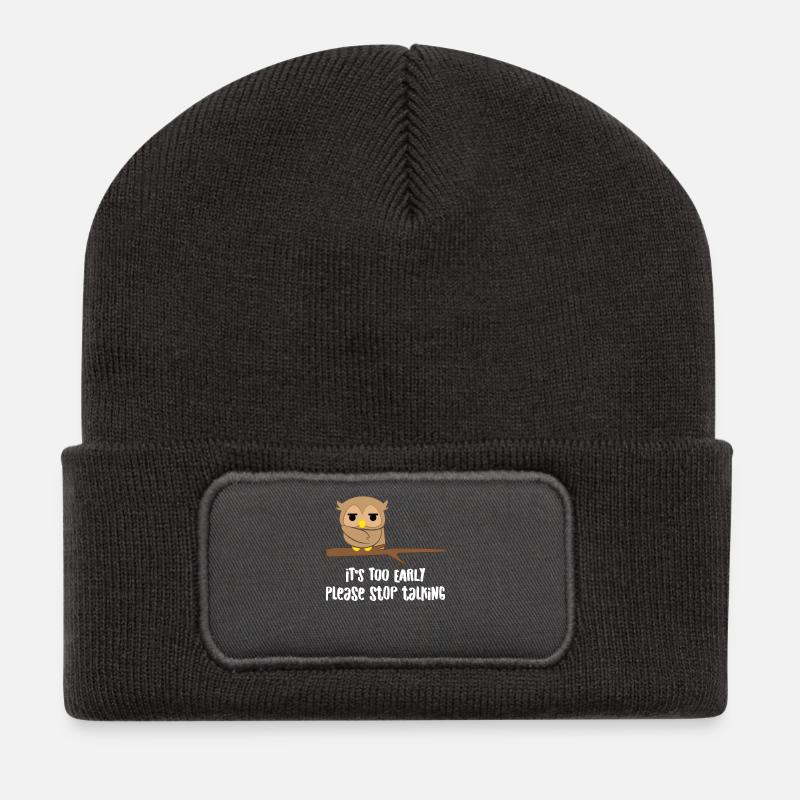 Eule - Uhu - Kauz - Eulen T-Shirt - Morgenmuffel - Recycelte Patch Beanie - Dunkelgrau