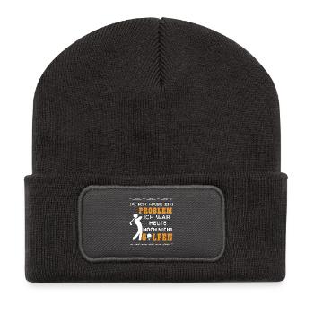 Golf golfen habe ein Problem Geschenk für Golfer - Recycelte Patch Beanie - Dunkelgrau - Vorne
