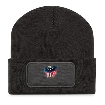 4 juillet Drapeau américain aigle - Beanie recyclé à patch - charbon - Devant