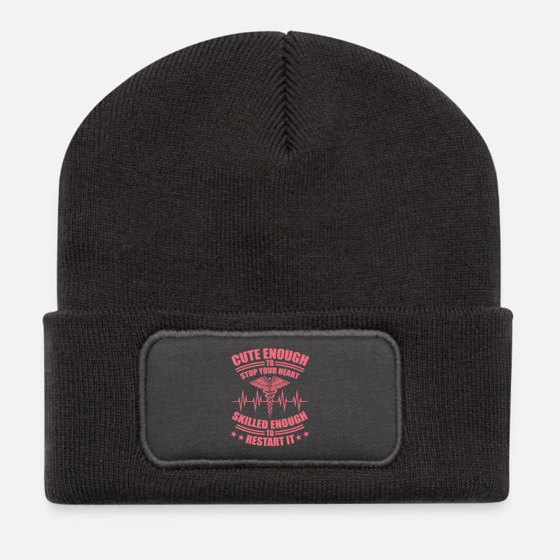 Jolie infirmière MFA cadeau - Beanie recyclé à patch - charbon