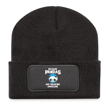 Panda - Panda T-Shirt - Pandamotiv - Geschenk - Recycelte Patch Beanie - Dunkelgrau - Vorne