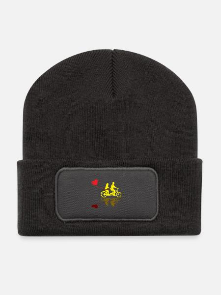Wedding Gift Bicycle Tandem Gift - Recycled Patch Beanie - dark grey
