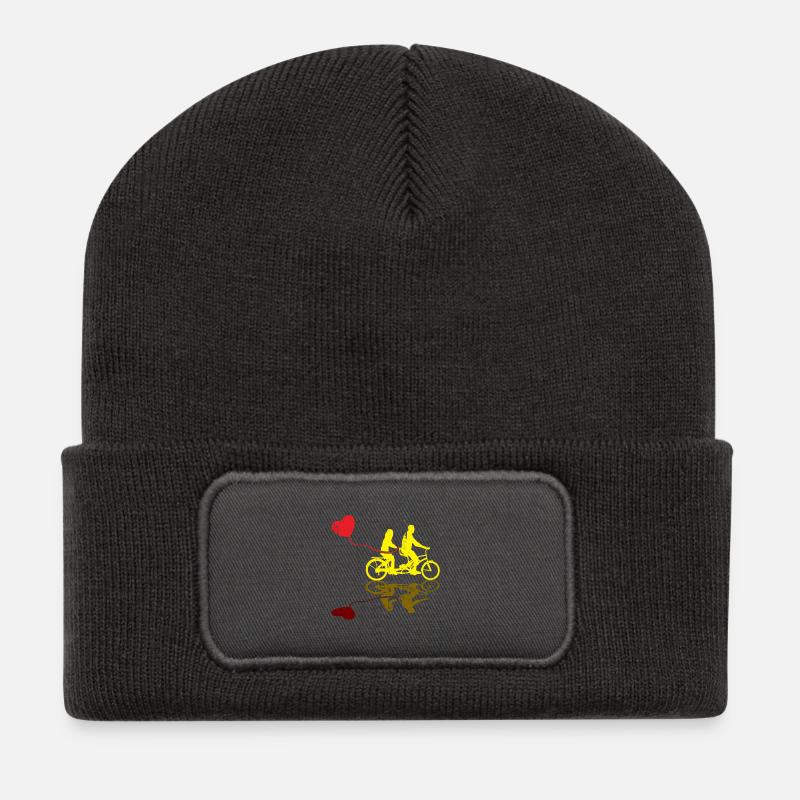 Wedding Gift Bicycle Tandem Gift - Recycled Patch Beanie - dark grey