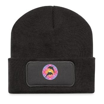 Dauphin Mandala - Beanie recyclé à patch - charbon - Devant