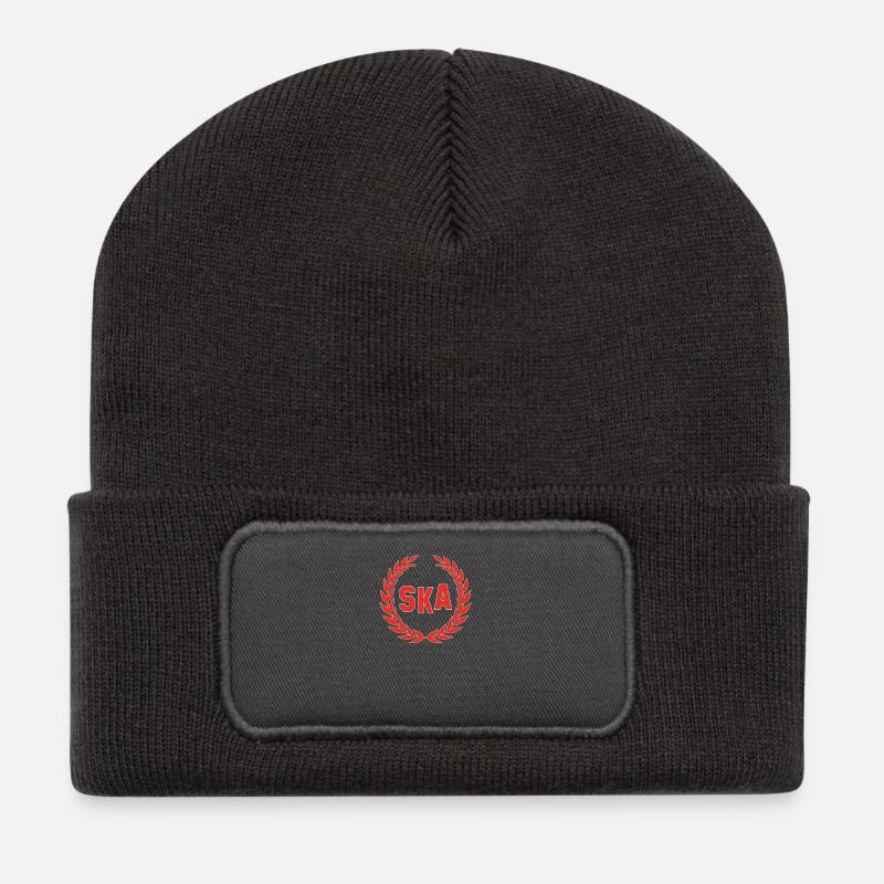 SKA Musik Lorbeerkranz skinhead - Recycelte Patch Beanie - Dunkelgrau