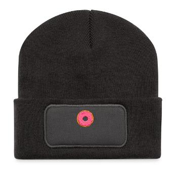 Donut with frosting candy sugar sprinkles - Recycled Patch Beanie - dark grey - Front
