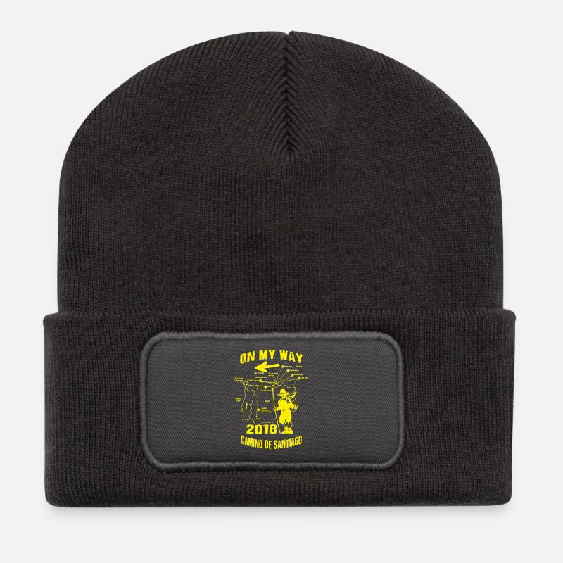 PILGER Jakobsweg 2018 Camino de Santiago Weg Route - Recycelte Patch Beanie - Dunkelgrau