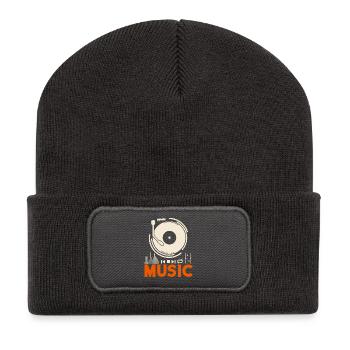 Musique Music Record Lecteur DJ cadeau - Beanie recyclé à patch - charbon - Devant