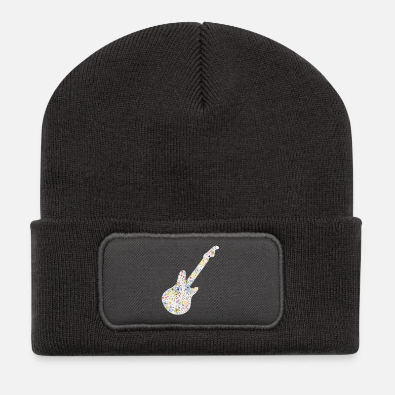 guitar & stars - Recycled Patch Beanie - dark grey