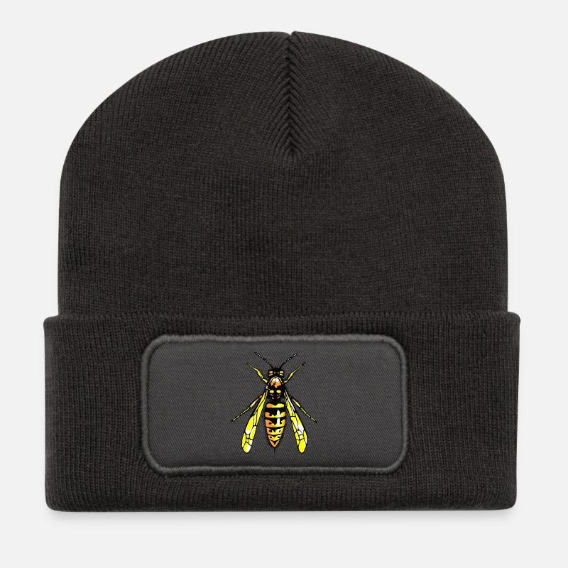 Wespe - Recycelte Patch Beanie - Dunkelgrau