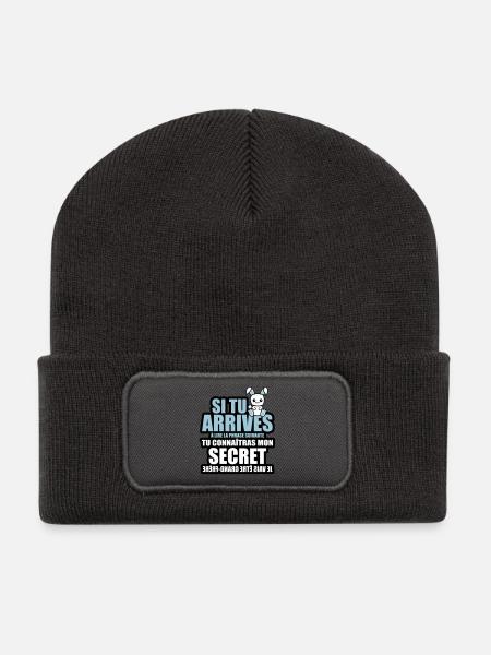 tu connaîtras mon secret je vais être grand-frère - Beanie recyclé à patch - charbon