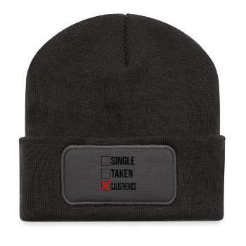 Calisthenics statt Beziehung Checkbox Design - Recycelte Patch Beanie - Dunkelgrau - Vorne