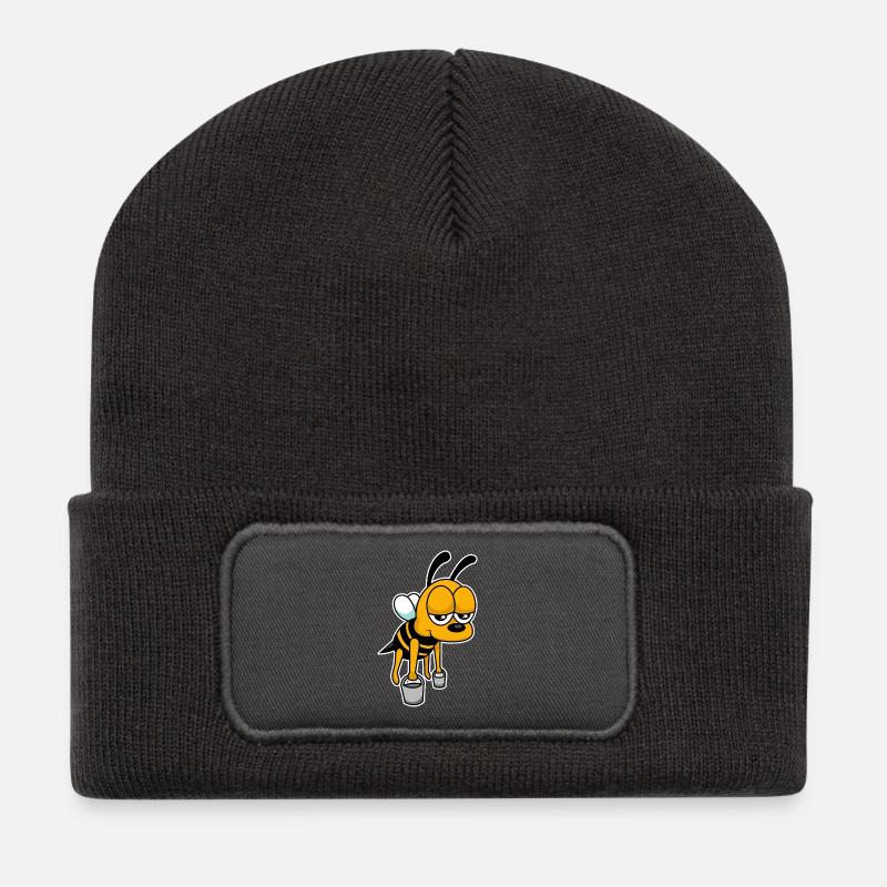 Arbeits-Biene - Recycelte Patch Beanie - Dunkelgrau