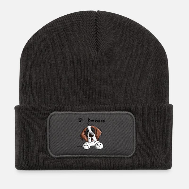 Neugieriger Bernhardiner - Recycelte Patch Beanie - Dunkelgrau