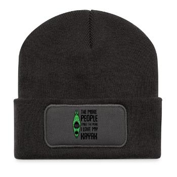 Grünes Kajak von Oben - Recycelte Patch Beanie - Dunkelgrau - Vorne