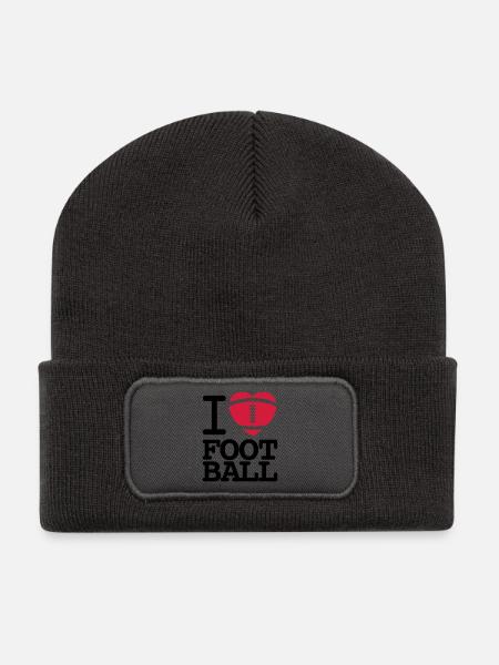 I love football - Recycelte Patch Beanie - Dunkelgrau