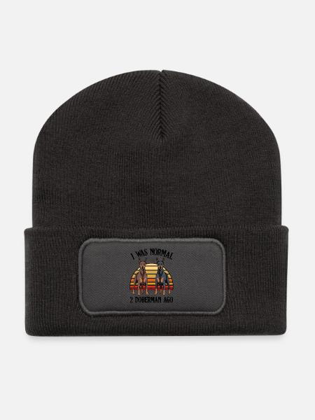 Doberlicht Duo am Sonnenuntergang - Recycelte Patch Beanie - Dunkelgrau