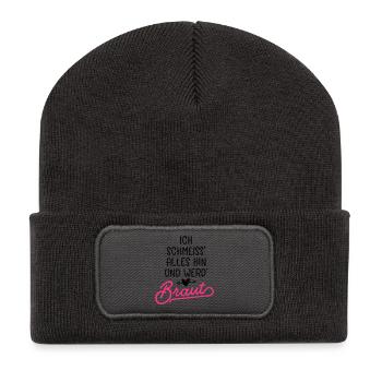 braut hochzeit spruch - Recycelte Patch Beanie - Dunkelgrau - Vorne