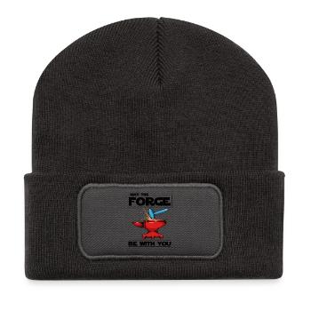 Frappe de l’étincelle du marteau du forgeron - Beanie recyclé à patch - charbon - Devant