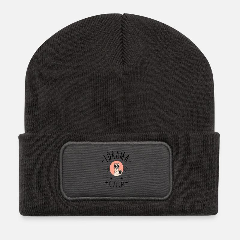 No Drama Llama Queen - Recycelte Patch Beanie - Dunkelgrau