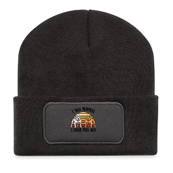 Bulldog duos in retro sunset Shar Pei - Recycled Patch Beanie - dark grey - Front