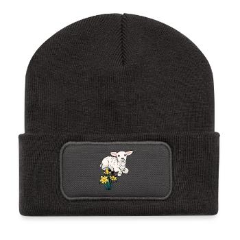 Baby Lamb Sheep Easter Children Happy Easter - Recycled Patch Beanie - dark grey - Front