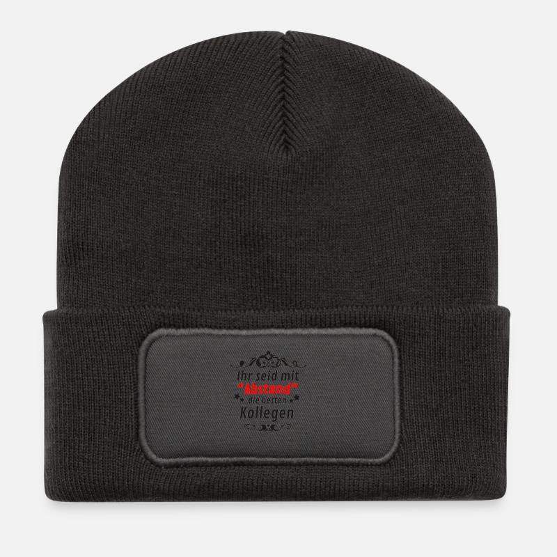 Ihr seid mit " ABSTAND " die besten Kollegen! - Recycelte Patch Beanie - Dunkelgrau