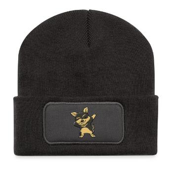 Yorkshire Terrier Hund Dabbing Kawaii - Recycelte Patch Beanie - Dunkelgrau - Vorne