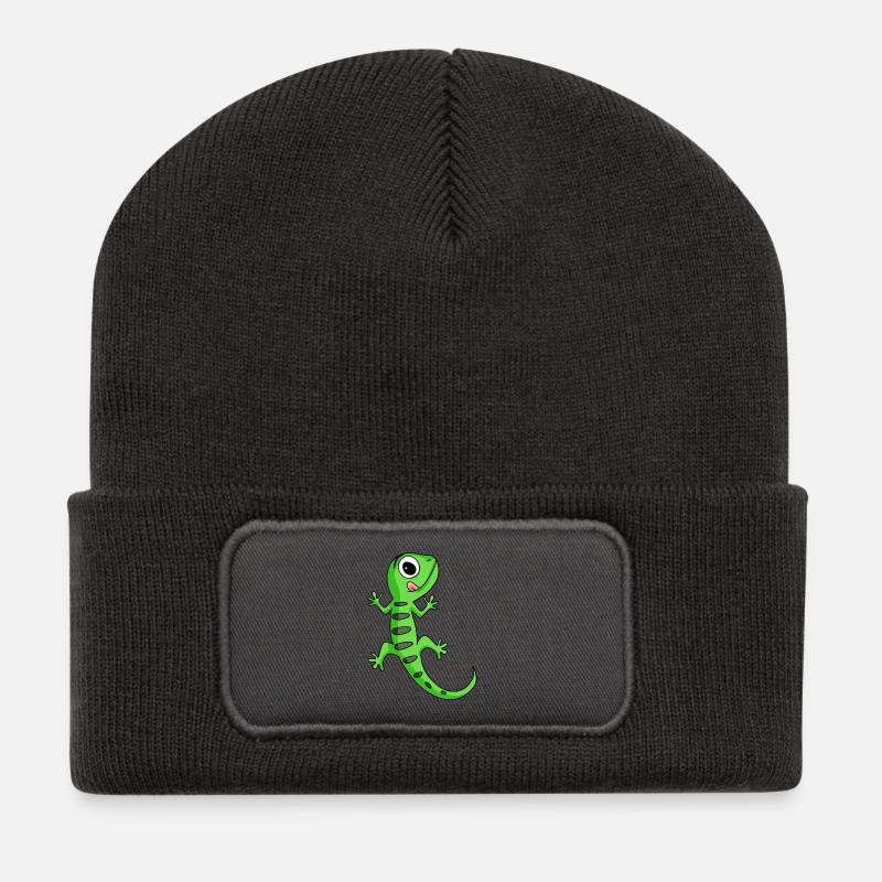 Gecko - Recycelte Patch Beanie - Dunkelgrau