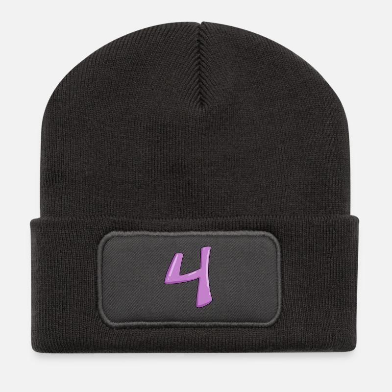 Number 4 number digit - Recycled Patch Beanie - dark grey