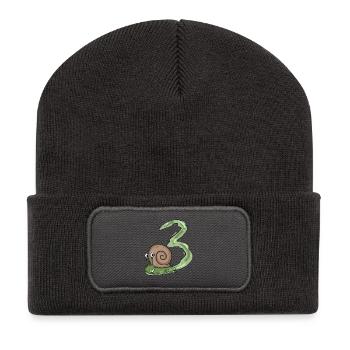 3.Geburtstag Schnecke - 3 Jahre alt Geschenk - Recycelte Patch Beanie - Dunkelgrau - Vorne