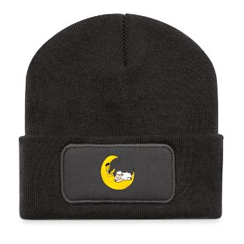 Sheep moon sleeping cute gift - Recycled Patch Beanie - dark grey - Front