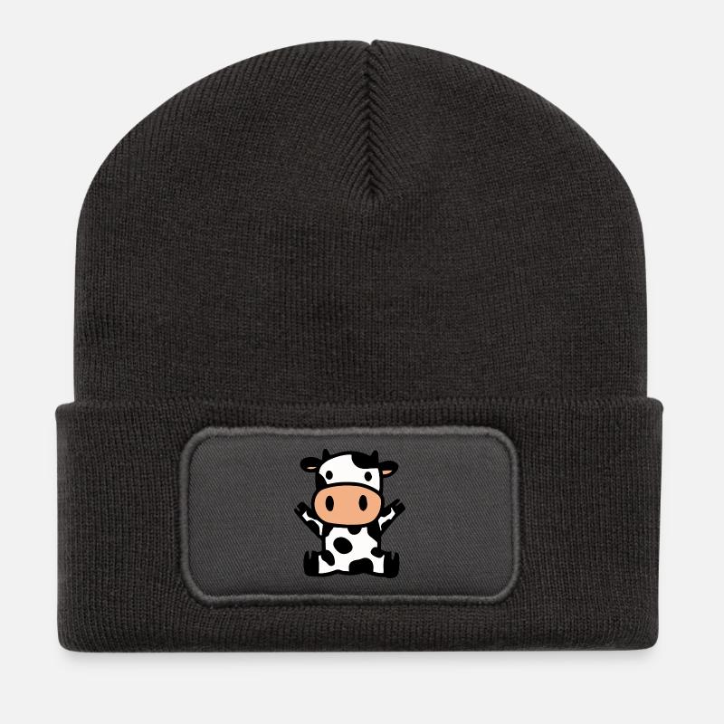Kuh Kühe - Recycelte Patch Beanie - Dunkelgrau